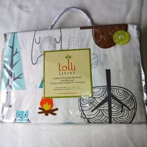Lolli Living Full/Queen 3 pc Duvet Set Lil Voyager Design 90x94" NEW